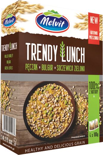 Trendy Lunch pęczak, bulgur, soczewica zielona 4 x 100 g Trendy Lunch pęczak, bulgur, soczewica zielona 4 x 100 g